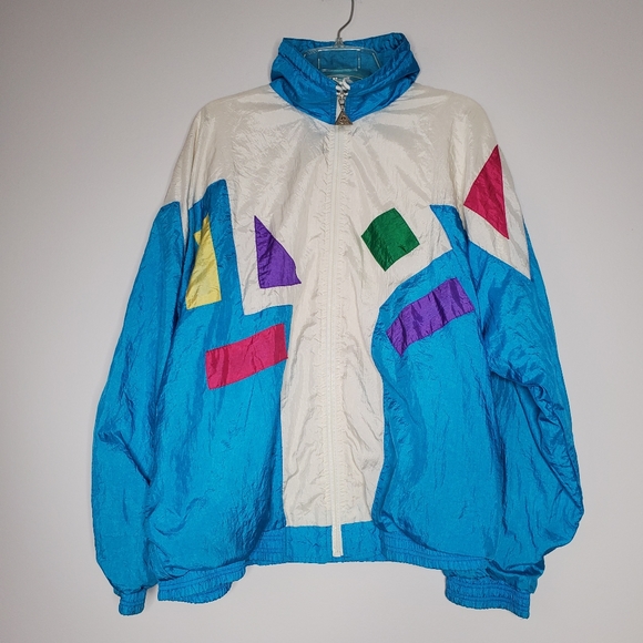 Casual Isle Jackets & Blazers - Vintage Causal Isle Geo Shape Windbreaker